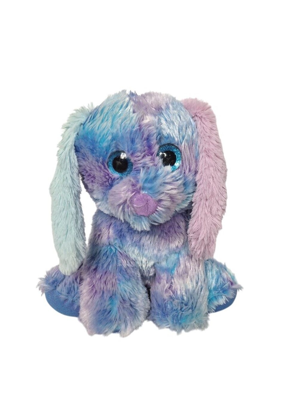 RMS International Dog Puppy Plush Blue Purple Pastel Stuffed Animal Glitter Eyes